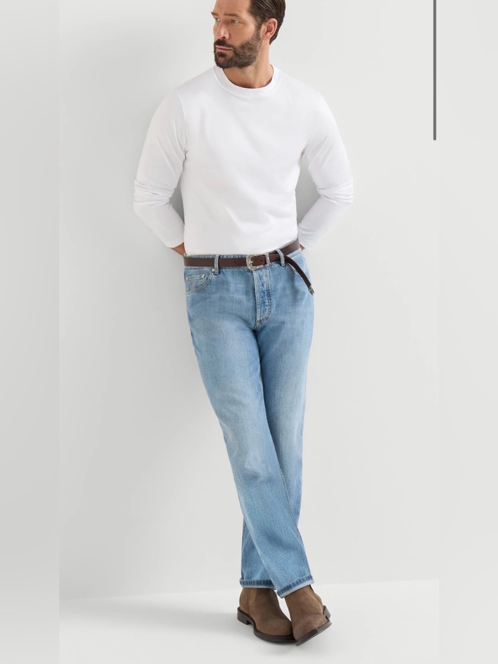 Brunello Cucinelli Pale Blue Traditional Fit Men's Jeans
